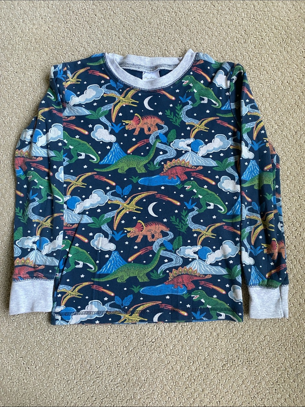 Mini Boden Navy Long-Sleeve Dinosaur Pajama top